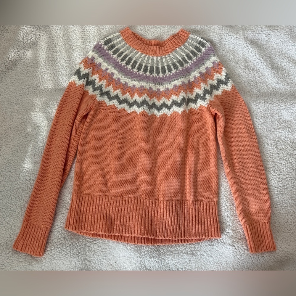 LOFT Size S Sweater. Coral. Gray. White.